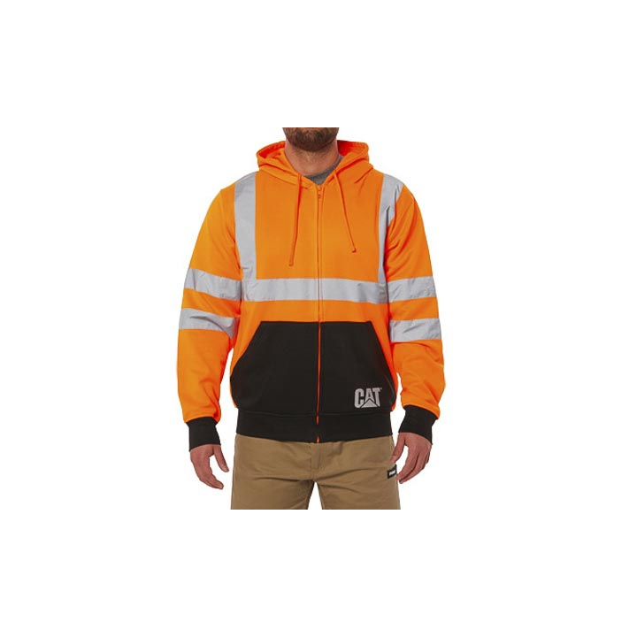 Caterpillar Hi Vis Full Zip - Mens Hoodies - Orange - NZ (657YTKVBI)